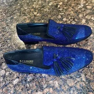 FIESSO | Shoes | Fiesso Mens Royal Blue Rhinestones  display picture 3
